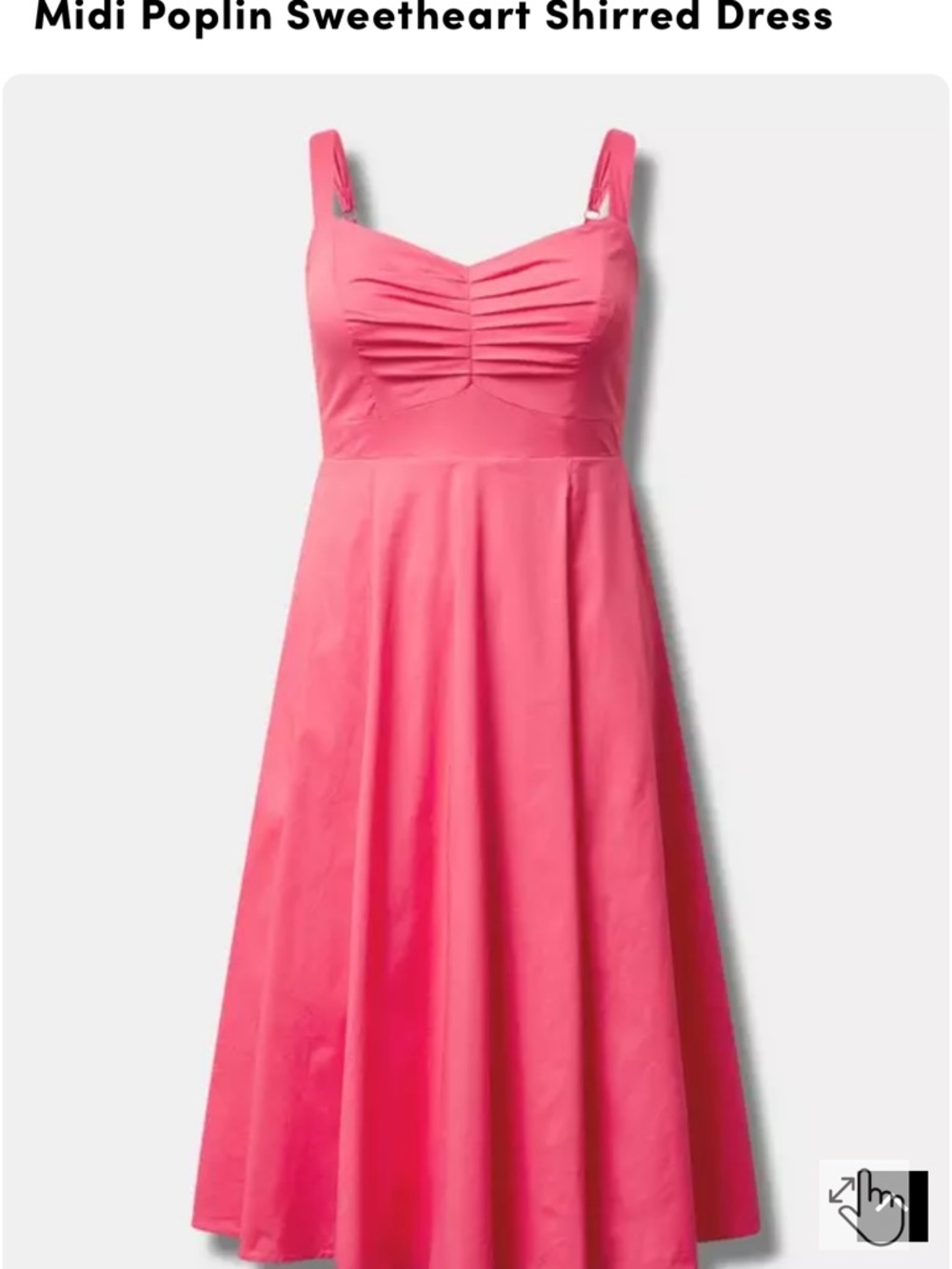 torrid Hot Pink Sweetheart Shirred Midi Poplin Dress